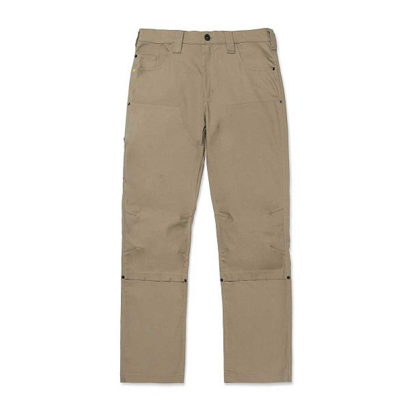 Caterpillar Double Front Stretch Canvas Straight Fit Utility Men\'s Pants Khaki | 281593-BOD