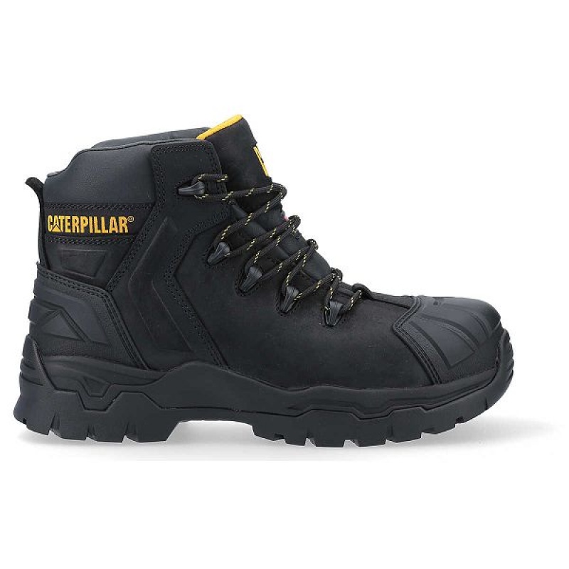 Caterpillar Everett Composite Toe S3 Waterproof CI HRO SRC Men's Work Boots Black | 302856-ZMF