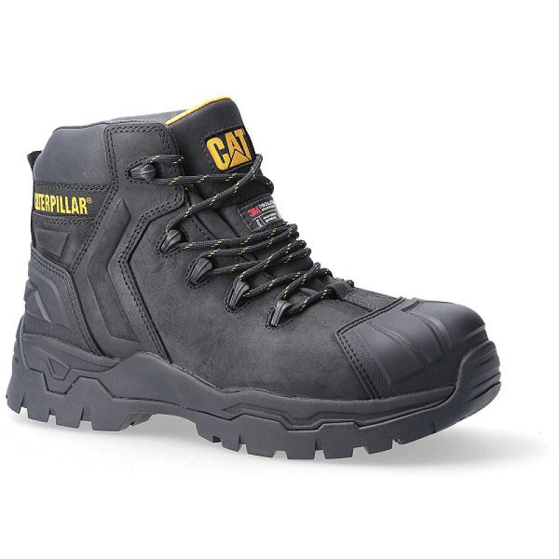 Caterpillar Everett Composite Toe S3 Waterproof CI HRO SRC Men's Work Boots Black | 302856-ZMF