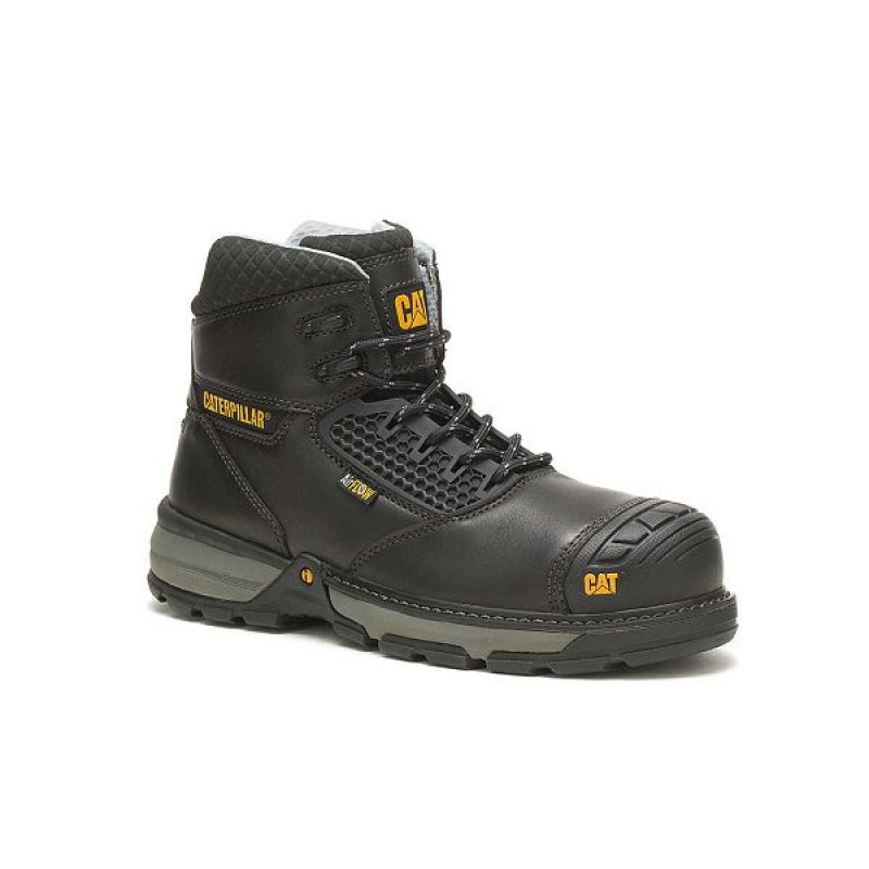 Caterpillar Excavator Superlite Cool Carbon Composite Toe Men's Work Boots Black | 403786-HQL