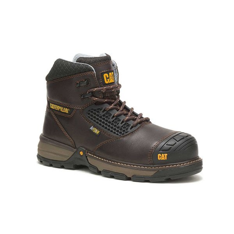 Caterpillar Excavator Superlite Cool Carbon Composite Toe Men's Work Boots Dark / Brown | 198475-DMR