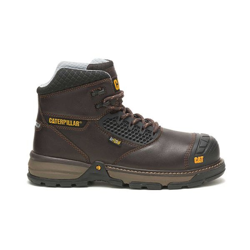 Caterpillar Excavator Superlite Cool Carbon Composite Toe Men\'s Work Boots Dark / Brown | 198475-DMR