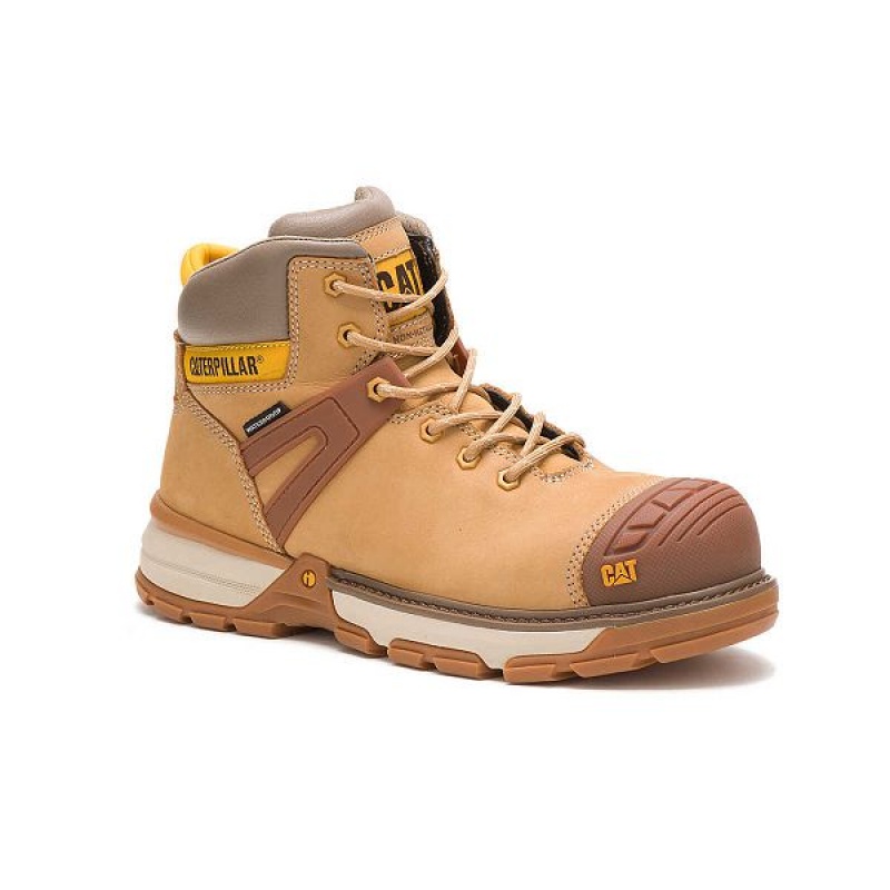 Caterpillar Excavator Superlite Waterproof Carbon Composite Toe Men's Work Boots Brown | 149052-RTX