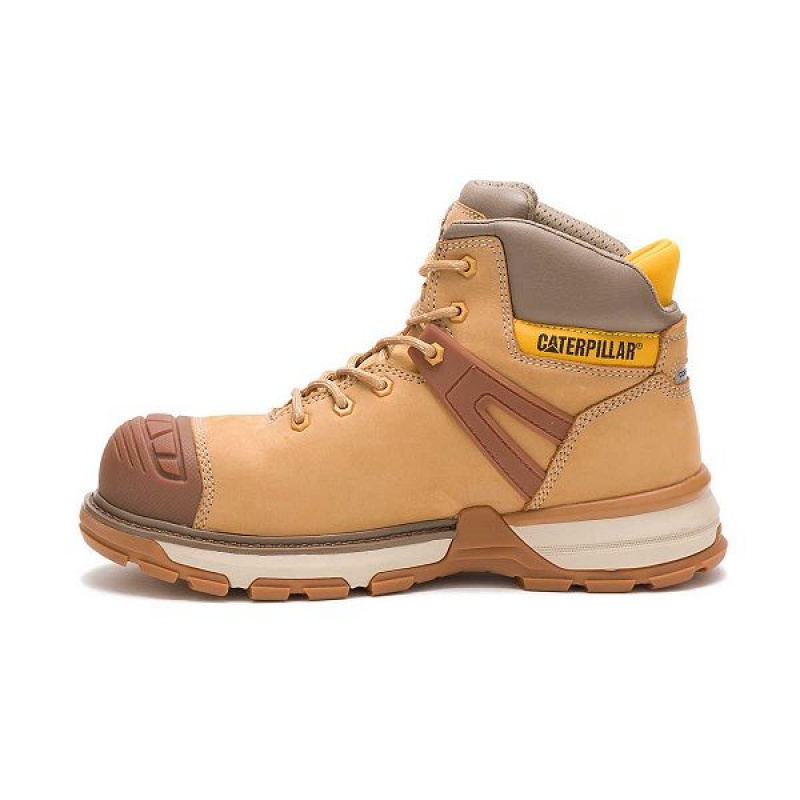 Caterpillar Excavator Superlite Waterproof Carbon Composite Toe Men's Work Boots Brown | 149052-RTX