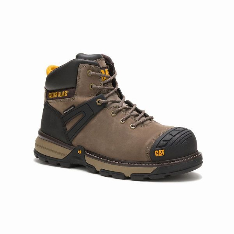 Caterpillar Excavator Superlite Waterproof Carbon Composite Toe Men's Work Boots Dark / Grey | 815376-UYS