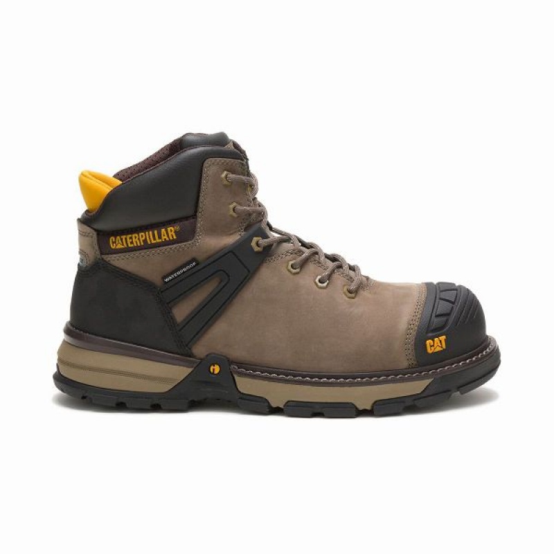 Caterpillar Excavator Superlite Waterproof Carbon Composite Toe Men\'s Work Boots Dark / Grey | 815376-UYS