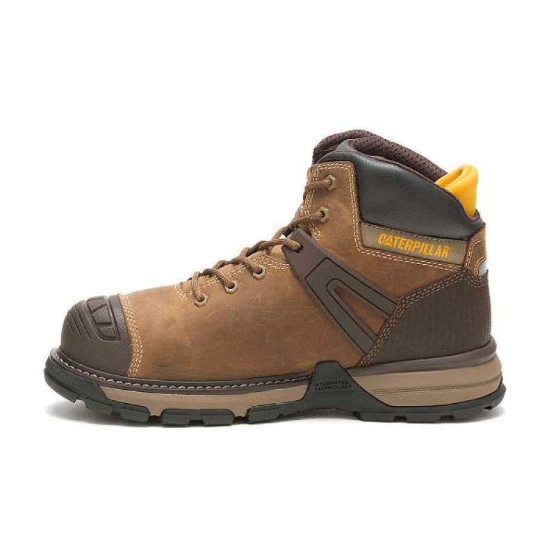 Caterpillar Excavator Superlite Waterproof Soft Toe Men's Work Boots Dark / Beige | 109528-UYO