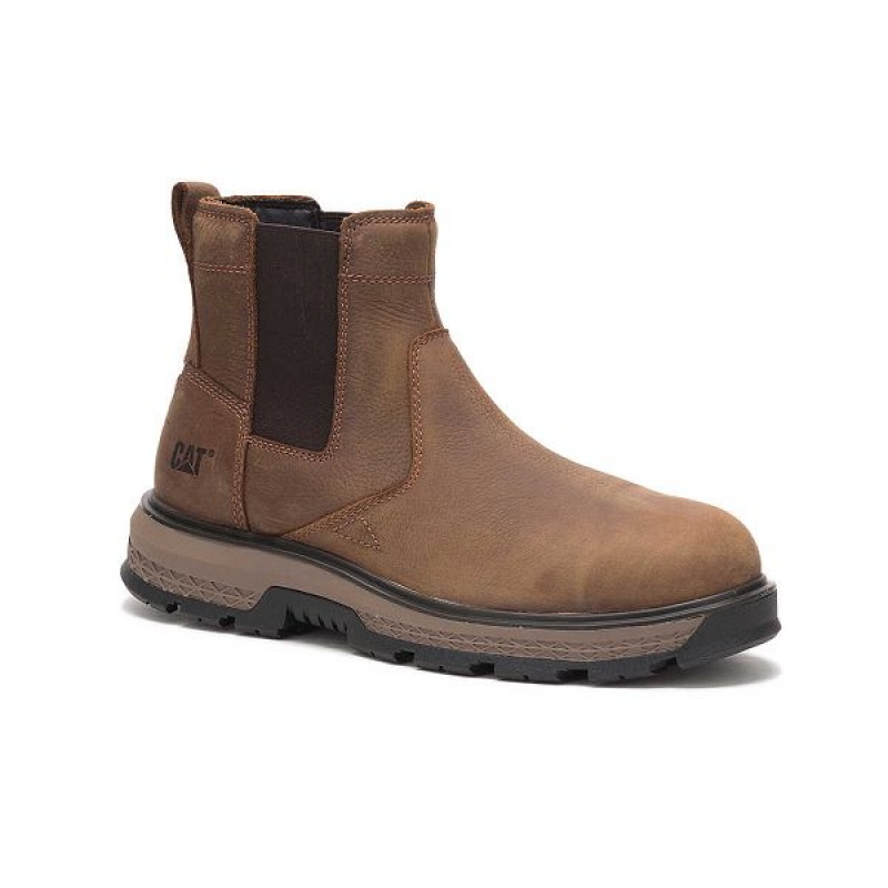 Caterpillar Exposition Chelsea Alloy Toe Men's Work Boots Brown | 814073-JQT