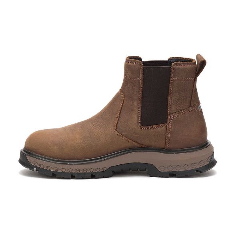 Caterpillar Exposition Chelsea Alloy Toe Men's Work Boots Brown | 814073-JQT