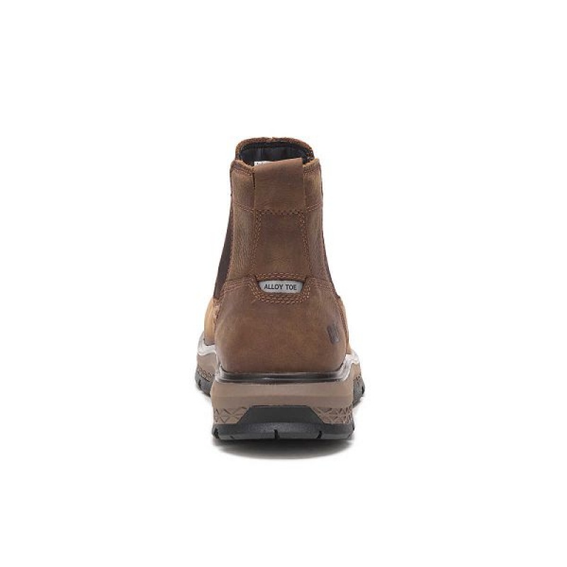 Caterpillar Exposition Chelsea Alloy Toe Men's Work Boots Brown | 814073-JQT