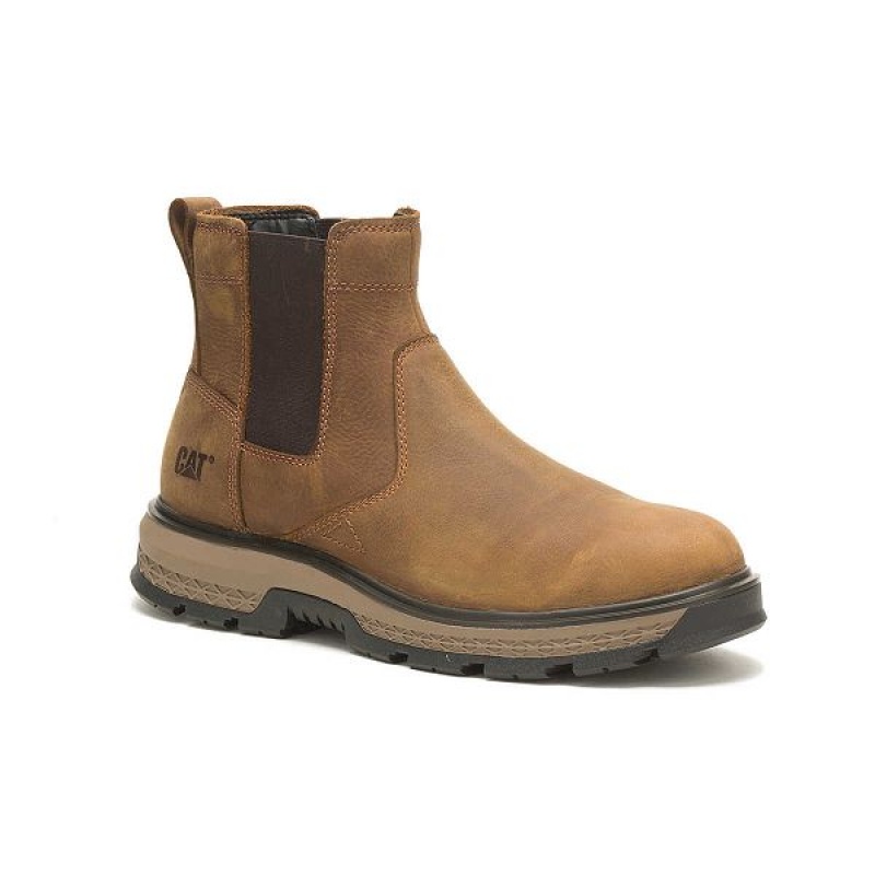 Caterpillar Exposition Chelsea Men's Work Boots Brown | 387952-GHI