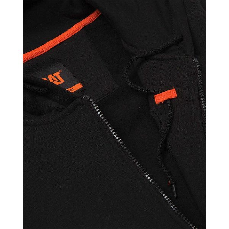 Caterpillar Flame Resistant Midweight Full Zip Men's Hoodie Black | 732054-QAT