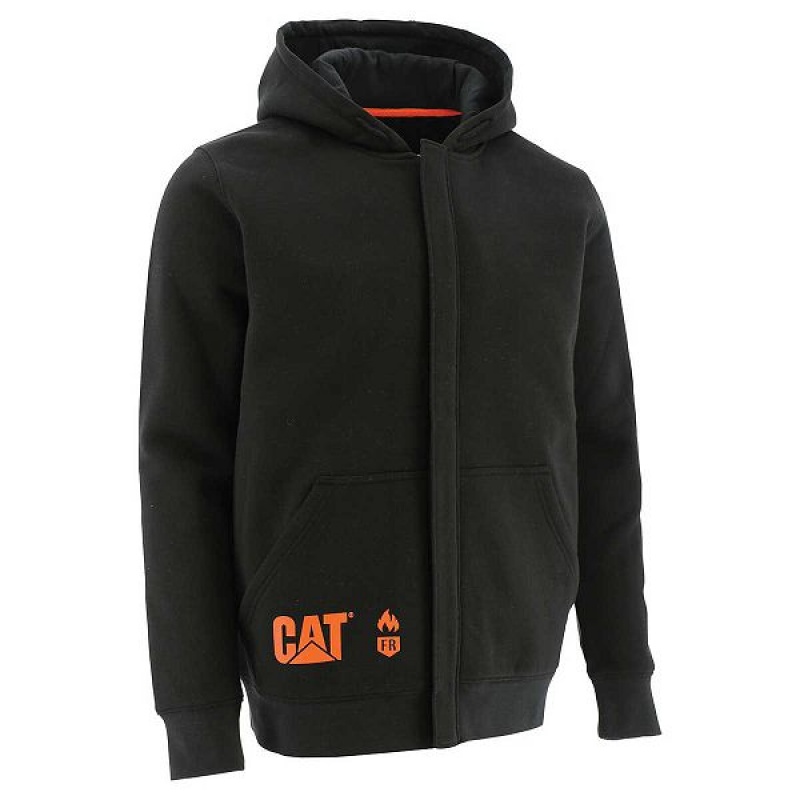 Caterpillar Flame Resistant Midweight Full Zip Men\'s Hoodie Black | 732054-QAT