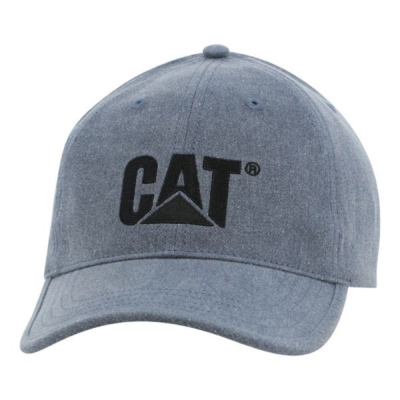 Caterpillar Foundation Contrast Logo Men\'s Hats Blue / Black | 520371-AQX