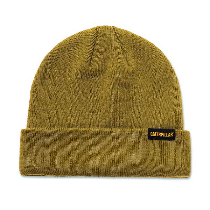 Caterpillar Foundation Knit Men\'s Hats Yellow | 149327-HSA