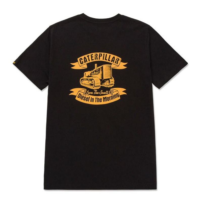 Caterpillar Graphic Tee Men's T-Shirt Black | 762138-XHT