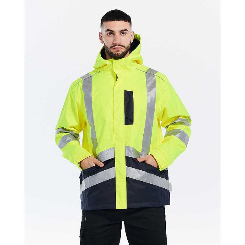 Caterpillar Hi-Vis Rain Men's Jackets Yellow | 286731-TJS