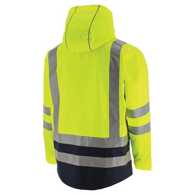 Caterpillar Hi-Vis Rain Men's Jackets Yellow | 286731-TJS