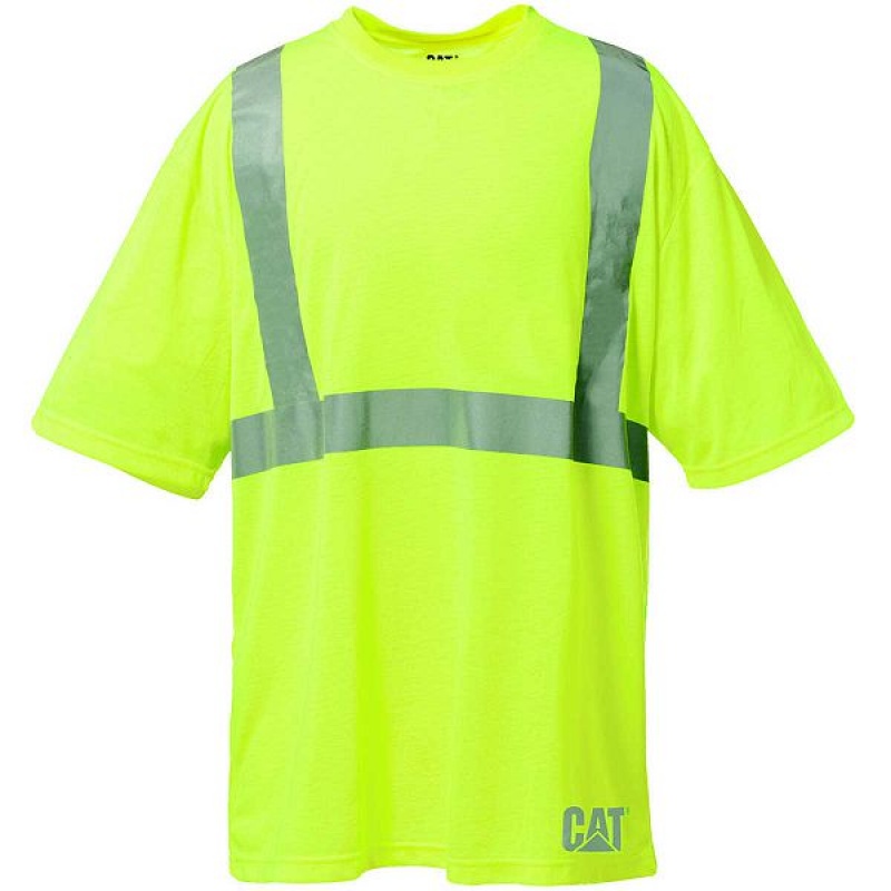 Caterpillar Hi-Vis Tee Men\'s T-Shirt Yellow | 839765-HLT