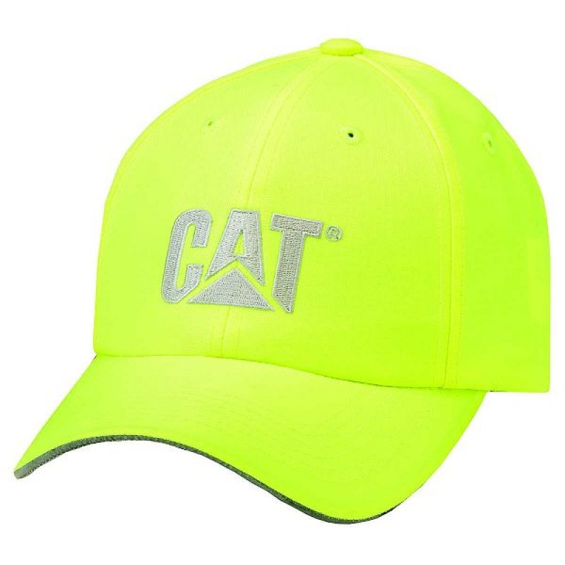 Caterpillar Hi-Vis Trademark Men\'s Caps Light / Yellow | 537642-UML