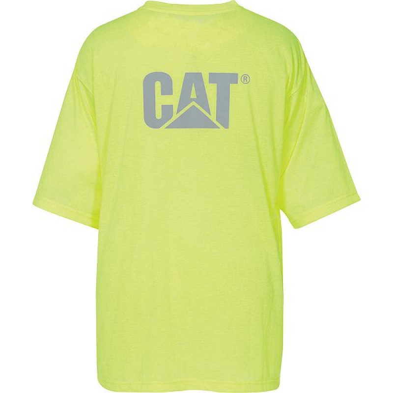 Caterpillar Hi-Vis Trademark Pocket Tee Men's T-Shirt Yellow | 692431-BGN