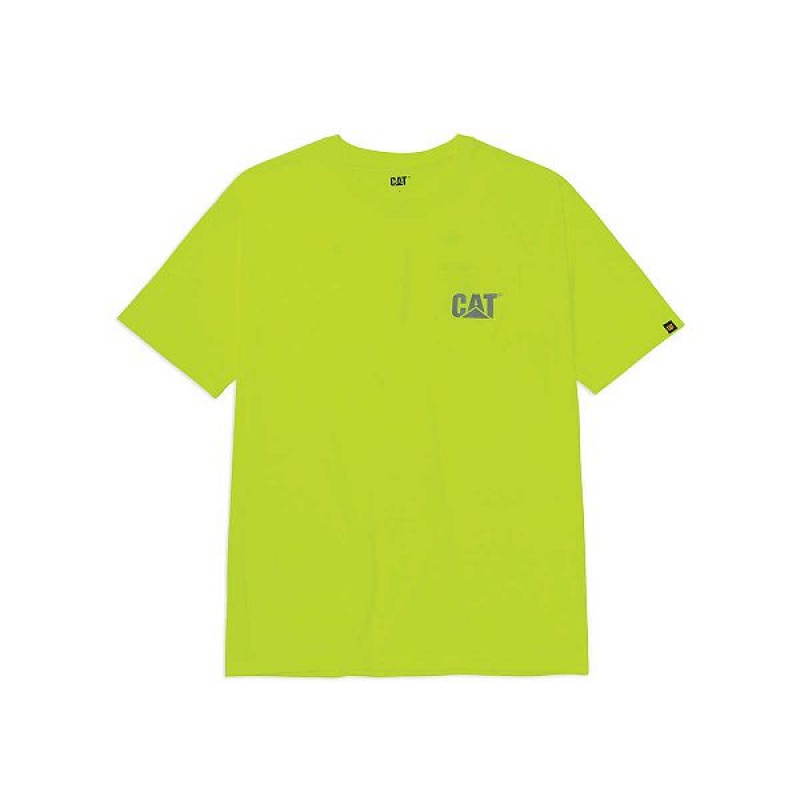 Caterpillar Hi-Vis Trademark Pocket Tee Men's T-Shirt Yellow | 692431-BGN