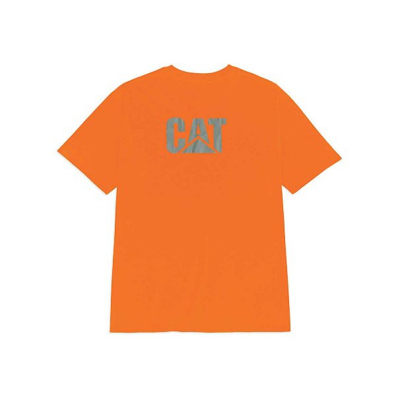 Caterpillar Hi-Vis Trademark Pocket Tee Men's T-Shirt Orange | 896102-YUR