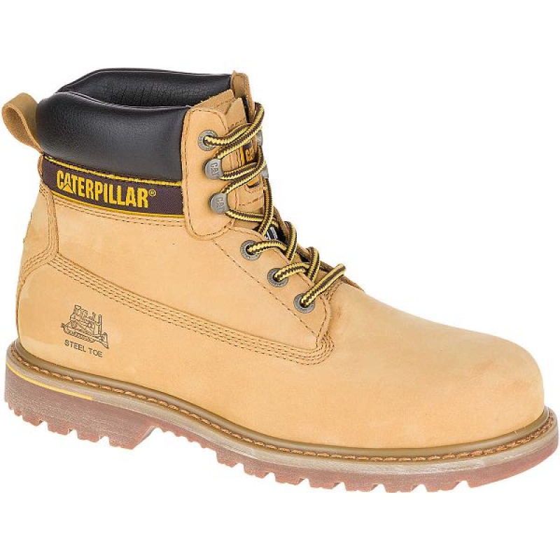 Caterpillar Holton Steel Toe S3 HRO SRC Men's Work Boots Brown | 123058-ACM