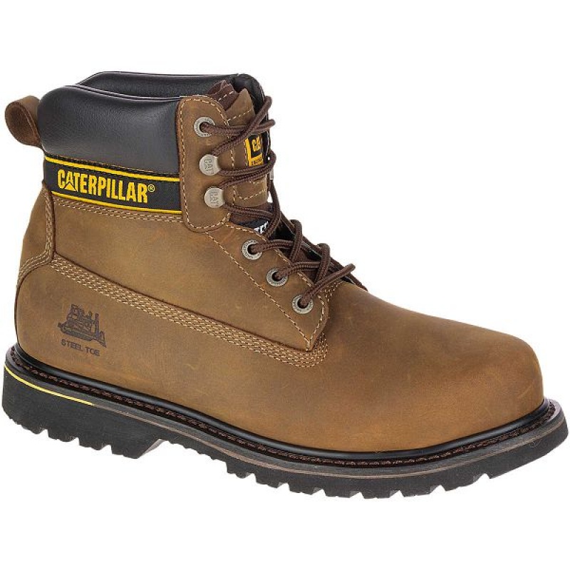 Caterpillar Holton Steel Toe S3 HRO SRC Men's Work Boots Dark / Brown | 941736-KTN