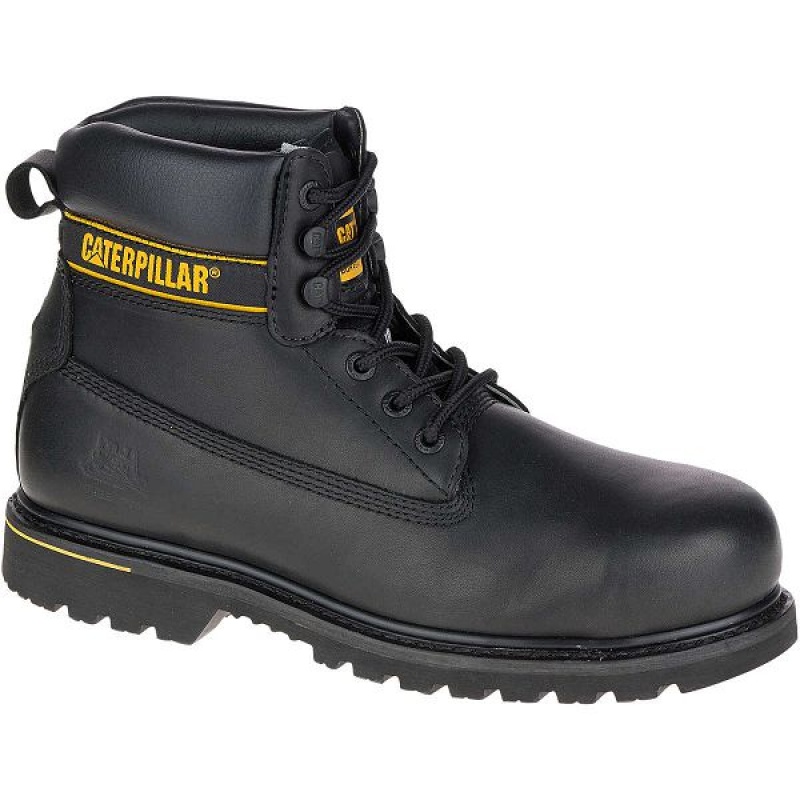 Caterpillar Holton Steel Toe S3 HRO SRC Men's Work Boots Black | 719520-WFG