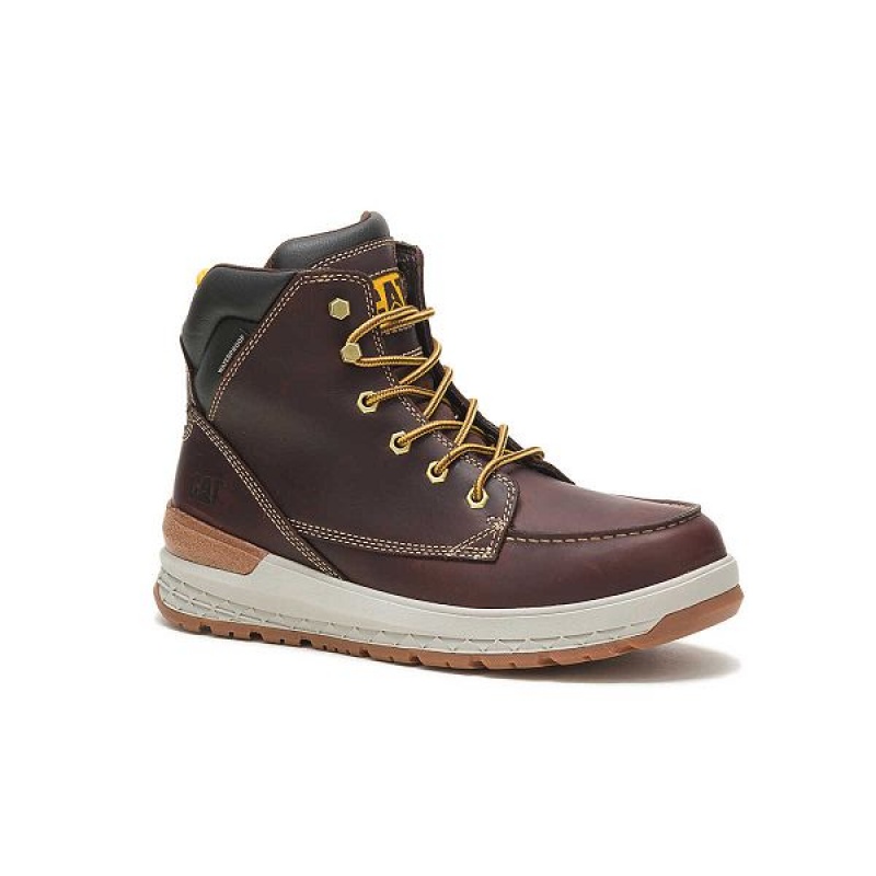 Caterpillar Impact Waterproof Men's Work Boots Brown | 524076-NFJ