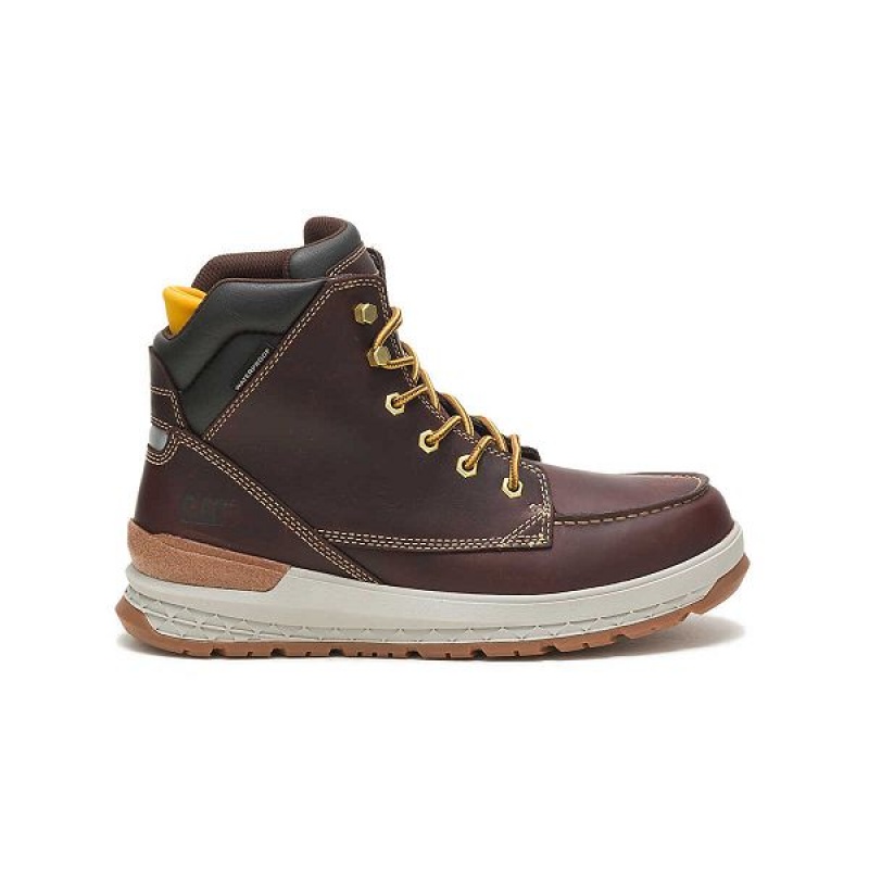 Caterpillar Impact Waterproof Men\'s Work Boots Brown | 524076-NFJ