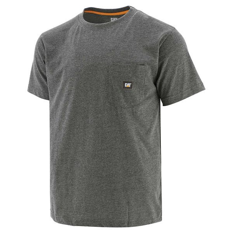 Caterpillar Industry Leader Short Sleeve Pocket Tee Men\'s T-Shirt Dark / Grey | 342158-HOF