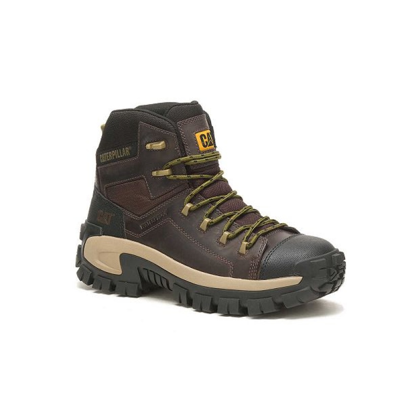 Caterpillar Invader Hiker Waterproof Composite Toe Men's Work Boots Coffee | 971532-BYW