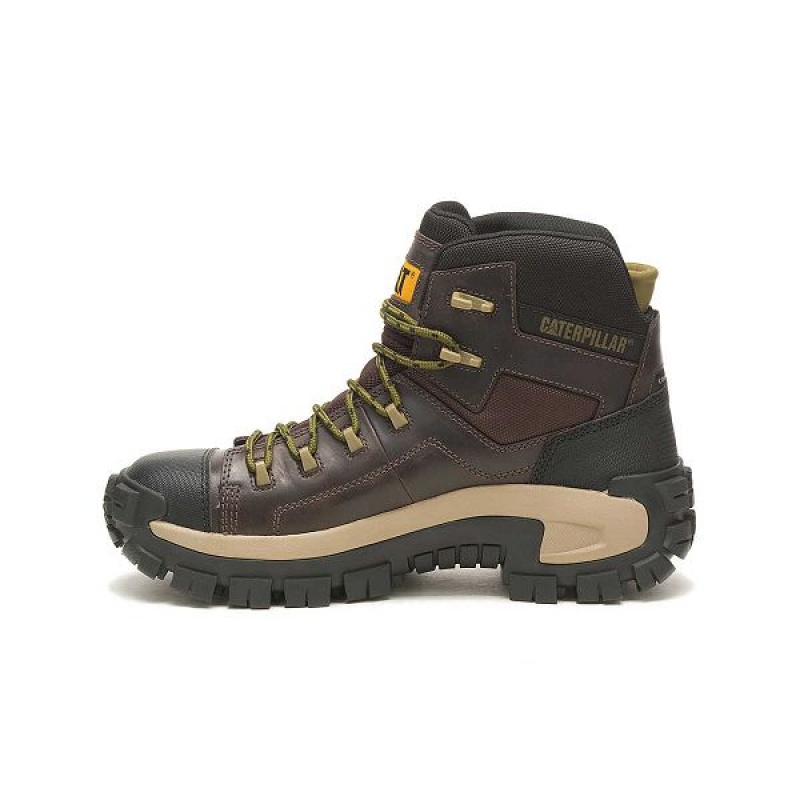 Caterpillar Invader Hiker Waterproof Composite Toe Men's Work Boots Coffee | 971532-BYW