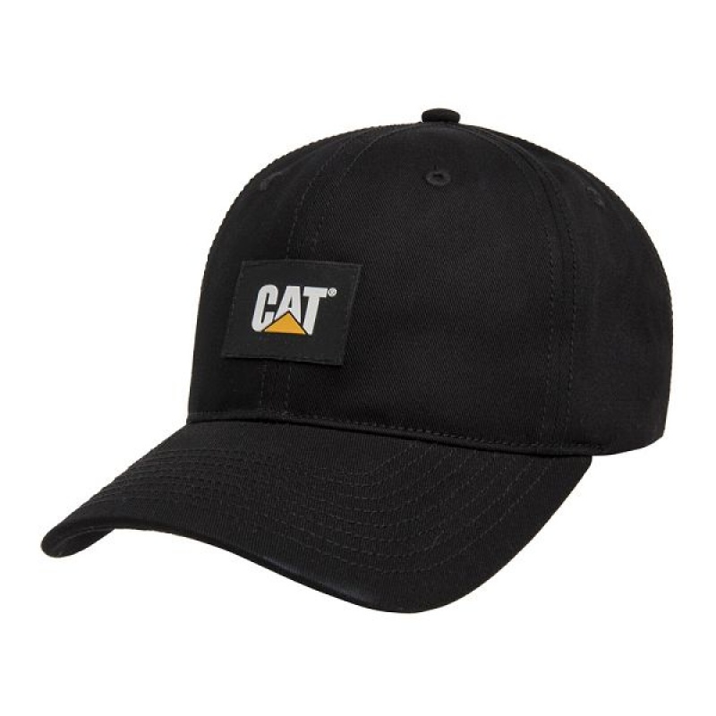 Caterpillar Logo Label Unstructured Men\'s Caps Black | 079832-ZXM