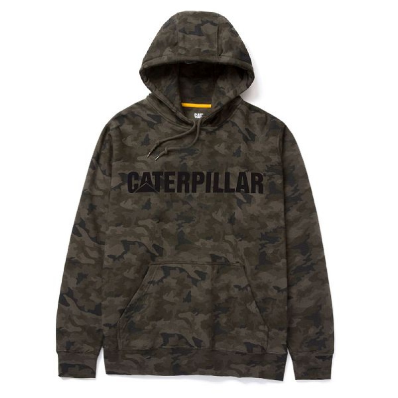 Caterpillar Midweight Caterpillar Hooded Men\'s Sweatshirt Camo | 735921-EGZ