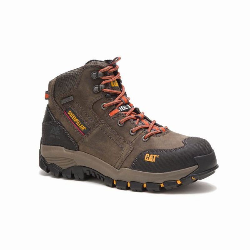 Caterpillar Navigator Mid Waterproof Steel Toe Men's Work Boots Dark / Grey | 972185-FNK