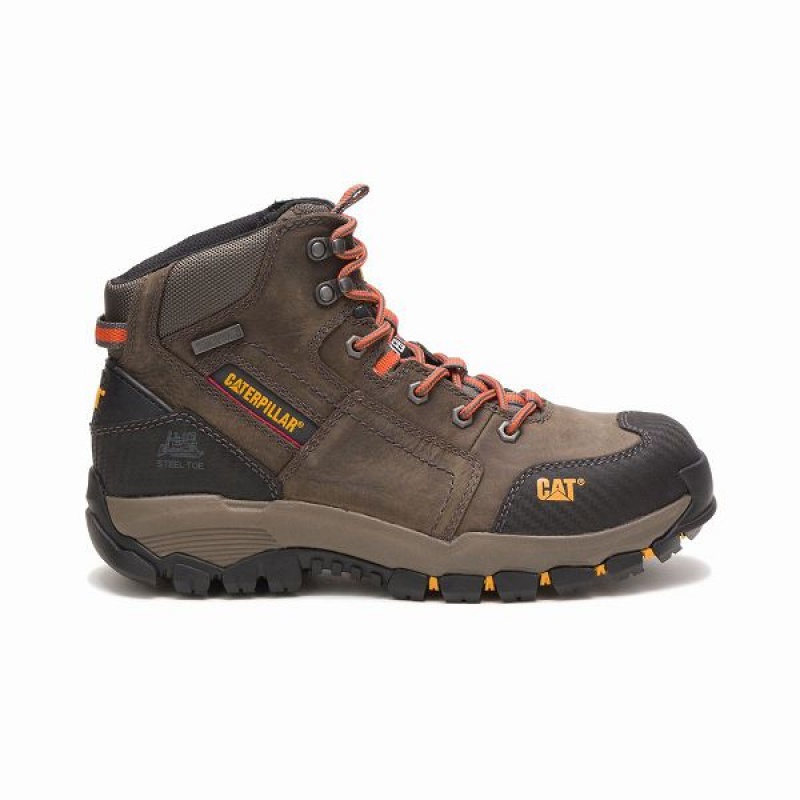 Caterpillar Navigator Mid Waterproof Steel Toe Men\'s Work Boots Dark / Grey | 972185-FNK