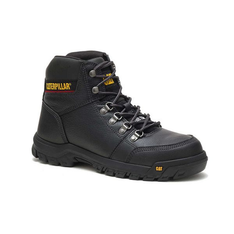 Caterpillar Outline Steel Toe Men's Work Boots Black | 489705-QXY