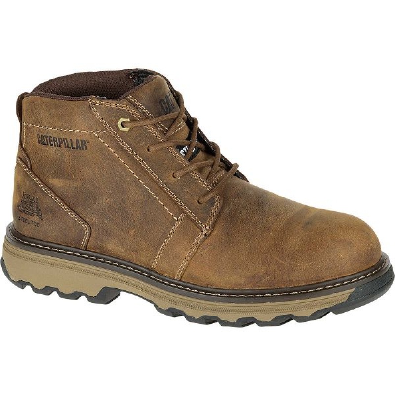 Caterpillar Parker Steel Toe S1P HRC SRA Men's Work Boots Brown | 984031-ZJH