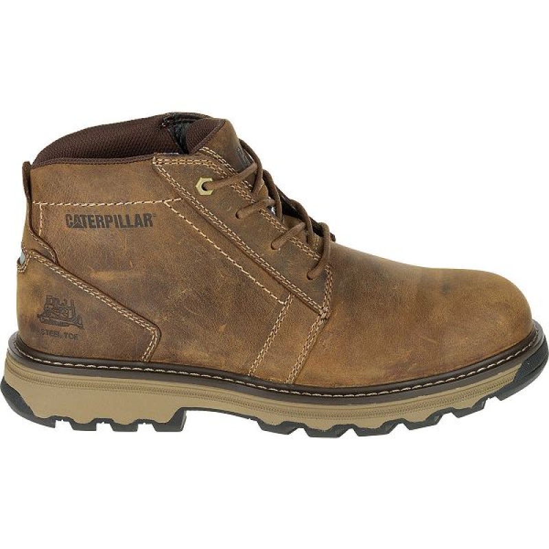 Caterpillar Parker Steel Toe S1P HRC SRA Men\'s Work Boots Brown | 984031-ZJH