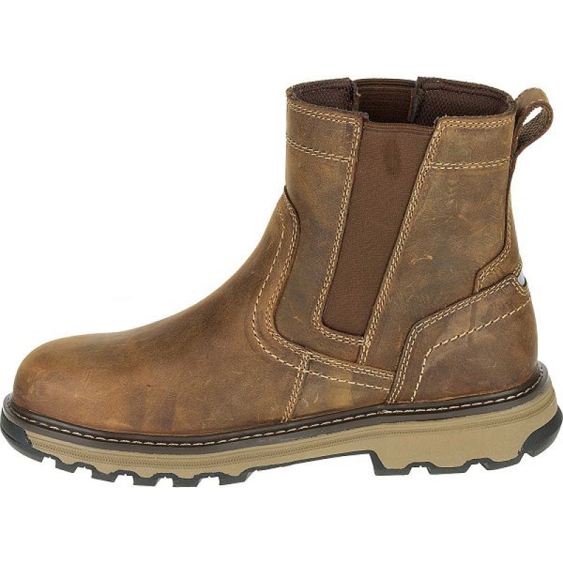 Caterpillar Pelton Steel Toe S1P HRO SRA Men's Work Boots Dark / Beige | 012936-VLG