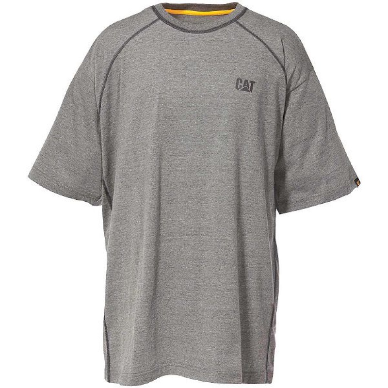 Caterpillar Performance Short Sleeve Tee Men\'s T-Shirt Grey | 487095-EKJ