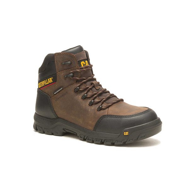 Caterpillar Resorption Waterproof Composite Toe Men's Work Boots Brown | 487650-NJE