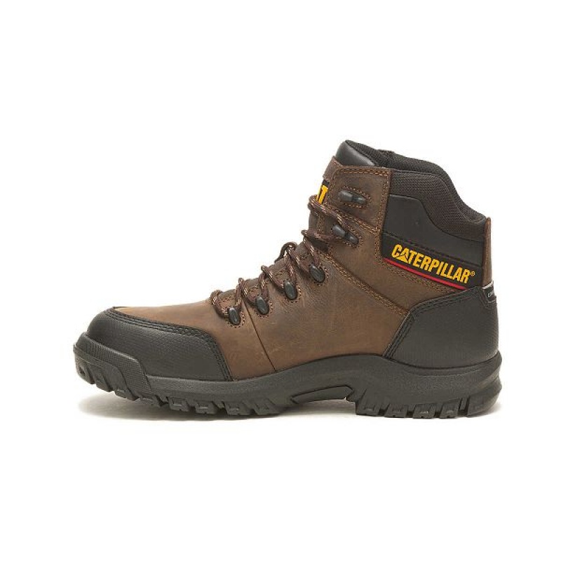 Caterpillar Resorption Waterproof Composite Toe Men's Work Boots Brown | 487650-NJE