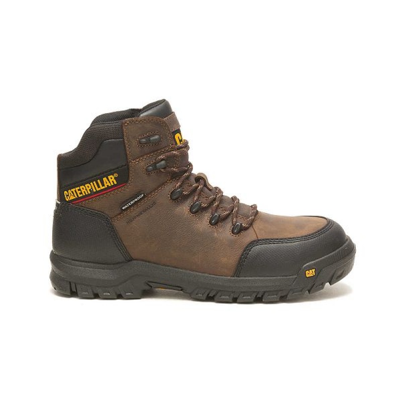 Caterpillar Resorption Waterproof Composite Toe Men\'s Work Boots Brown | 487650-NJE