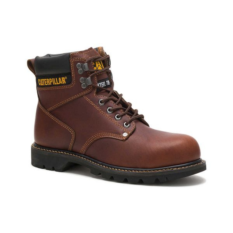 Caterpillar Second Shift Steel Toe Men's Work Boots Brown | 035297-CAH