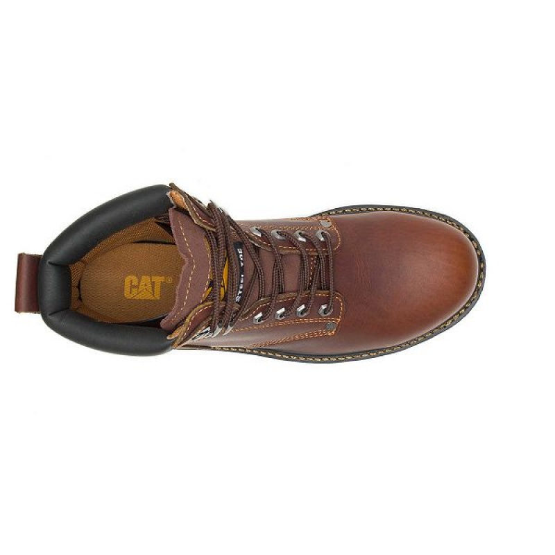 Caterpillar Second Shift Steel Toe Men's Work Boots Brown | 035297-CAH