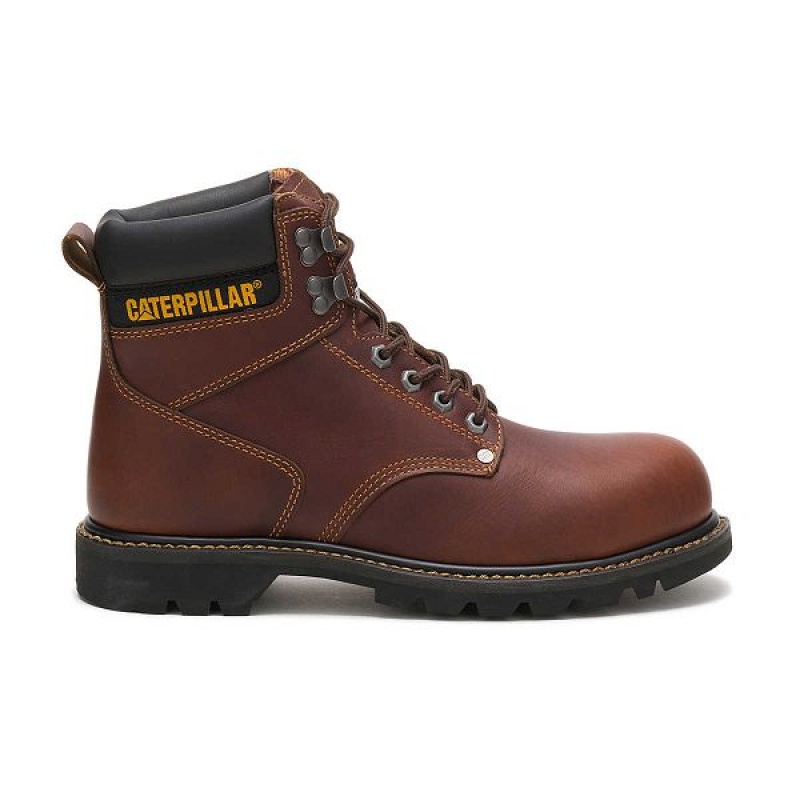 Caterpillar Second Shift Steel Toe Men\'s Work Boots Brown | 035297-CAH